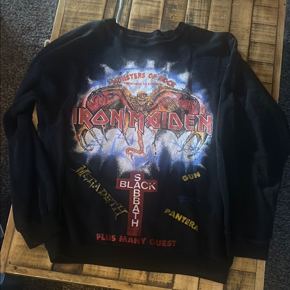 Vintage Monsters of Rock Iron Maiden Megadeth Black Sabbath etc 1992 Sweatshirt